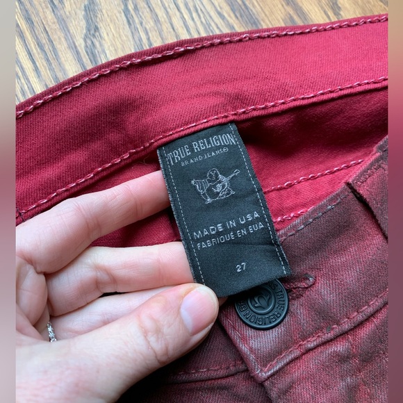 True Religion Skinny Coated Jeans, Dark Red, Size 27 - Picture 4 of 11